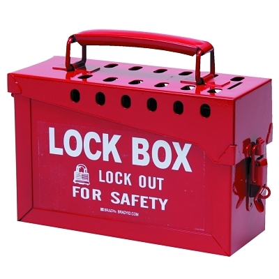 PORTABLE METAL LOCK BOX- RED